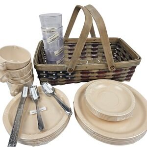 Carlisle Kingline  Melamine‎ Dinnerware Set with American Flag Picnic Basket